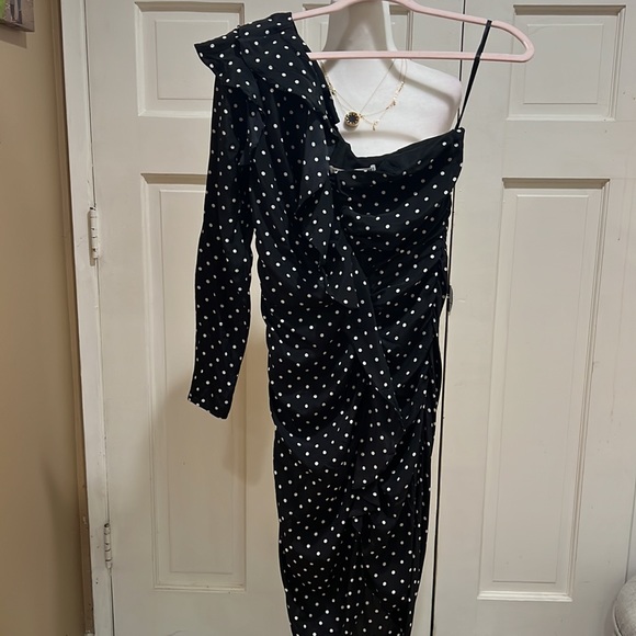 Veronica Beard Leona One Shoulder Polka Dot Dress - Picture 5 of 9